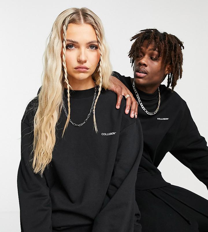 Collusion Unisex Sweatshirt With Logo Print In Black