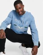 Topman 'club De Soleil' Print Sweatshirt In Blue-blues