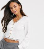 Wild Honey Tea Blouse With Lace Fastening-cream