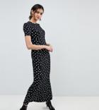 Asos Tall City Maxi Tea Dress In Polka Dot Print - Multi