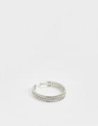 Asos Design Toe Ring In Triple Row Engraved Design In Silver Tone - Silver