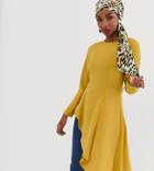 Verona Asymetric Long Sleeve Top In Mustard - Yellow