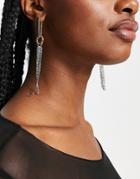 Asos Design Earrings With Geo Links And Chain Drop-multi