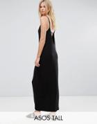 Asos Tall Maxi Dress With V Back - Black