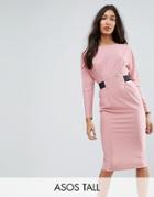 Asos Tall Midi Dress With Elastic Waist Detail - Pink