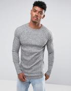 Asos Longline Muscle Long Sleeve T-shirt In Heavy Rib Interest - Gray