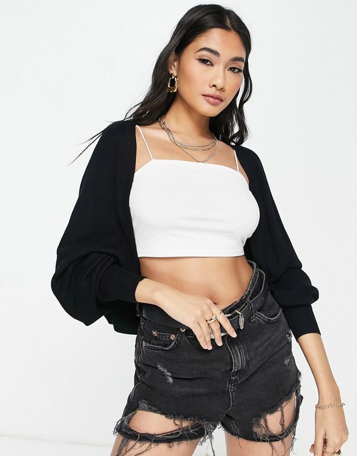 Asos Design Knitted Shrug In Black