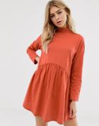 Asos Design Rib Oversized Smock Dress-green