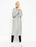 Asos Coat With Batwing Sleeve In Midi Length - Gray Marl