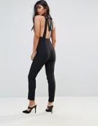 Vesper Open Back Tailored Jumpsuit-black