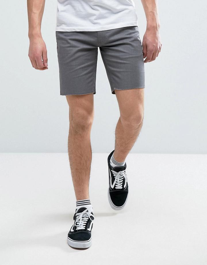 Brixton Chino Shorts With Raw Hem - Gray