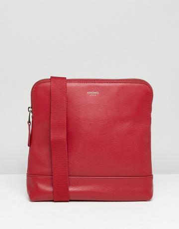 Knomo London Leather Acoss Body Bag - Red