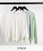 Asos Design 3 Pack Oversized Long Sleeve T-shirt-multi