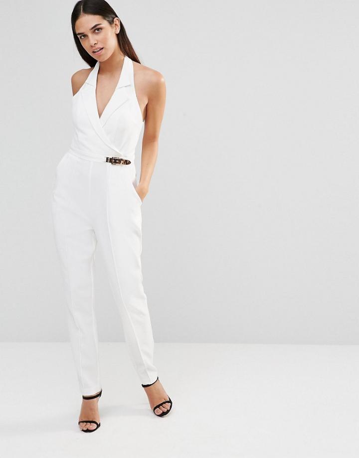 Forever Unique Antonia Halterneck Jumpsuit - Ivory