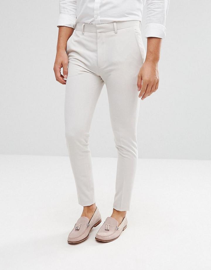 Asos Wedding Super Skinny Smart Pants In Cream - Cream