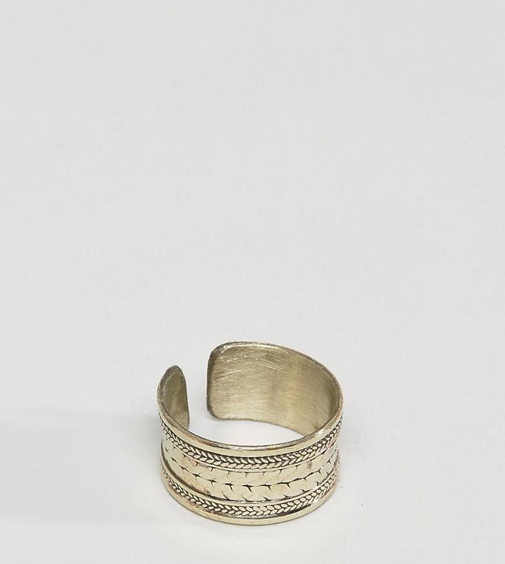 Reclaimed Vintage Inspired Ring With Engraving - Gold