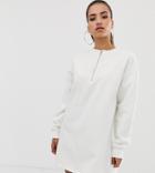 Missguided Oversized Sweat Dress In White - Gray
