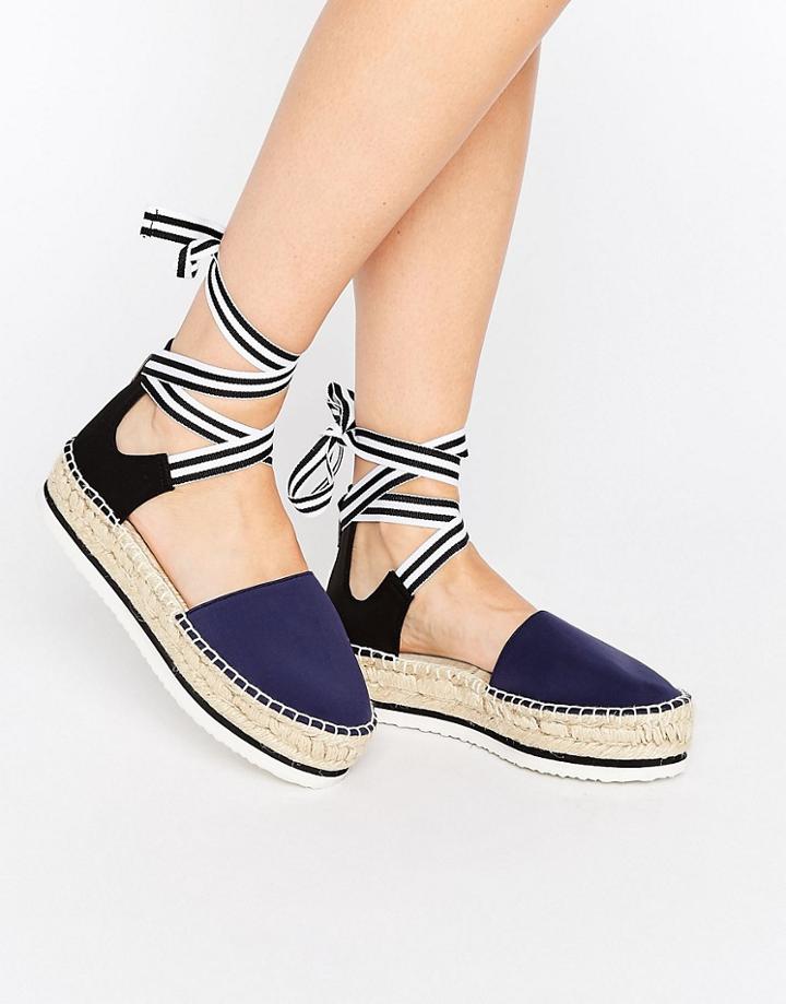 Asos Jamie Tie Leg Espadrilles - Black