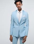 Asos Super Skinny Tuxedo Suit Jacket With Satin Lapel In Sky Blue - Blue