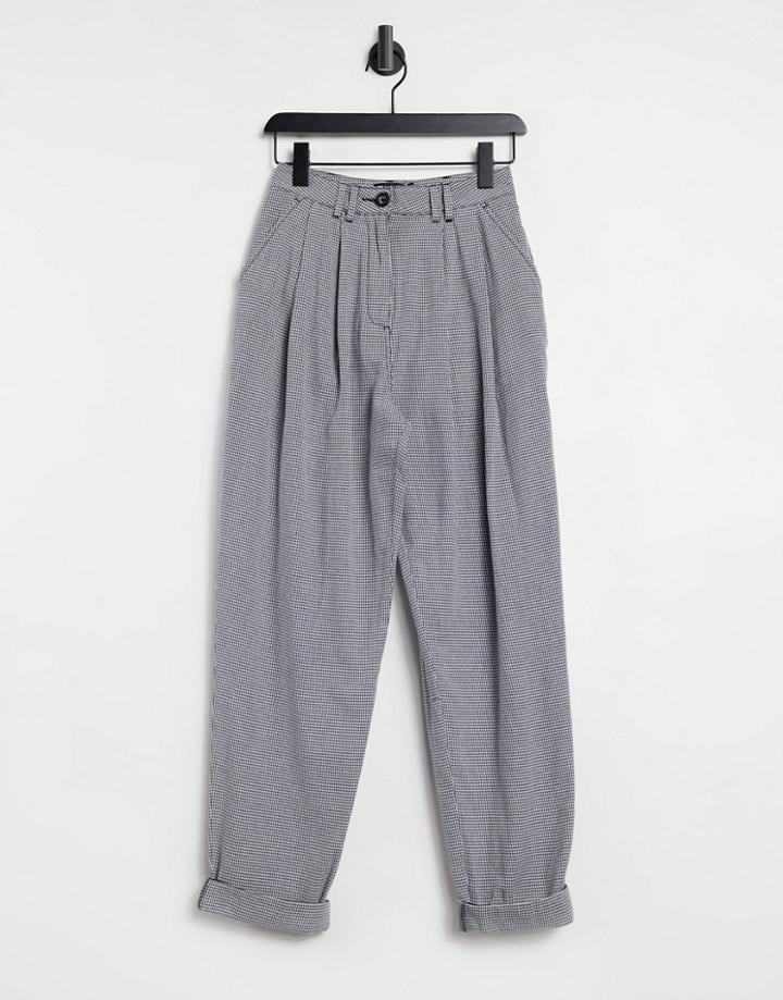 Asos Design Ovoid Pleat Front Peg Pants In Black And White Dogtooth-multi