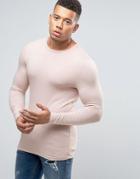 Asos Extreme Muscle Long Sleeve T-shirt - Pink