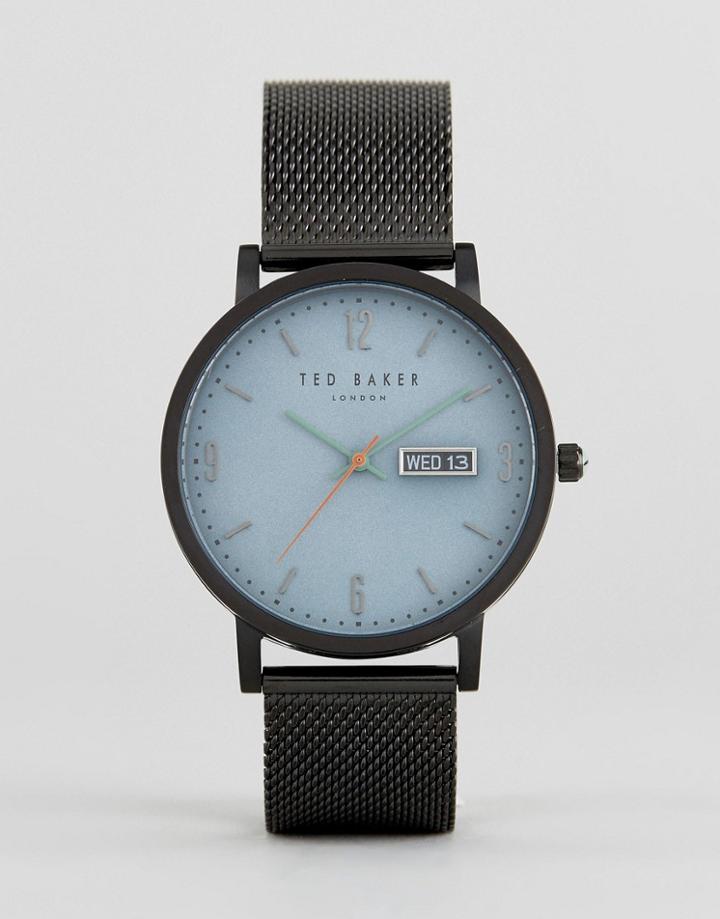 Ted Baker Grant Mesh Watch In Gunmetal - Silver