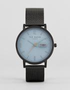 Ted Baker Grant Mesh Watch In Gunmetal - Silver