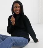 New Look Maternity Longline Volume Sleeve Slouchy Roll Neck Sweater In Black