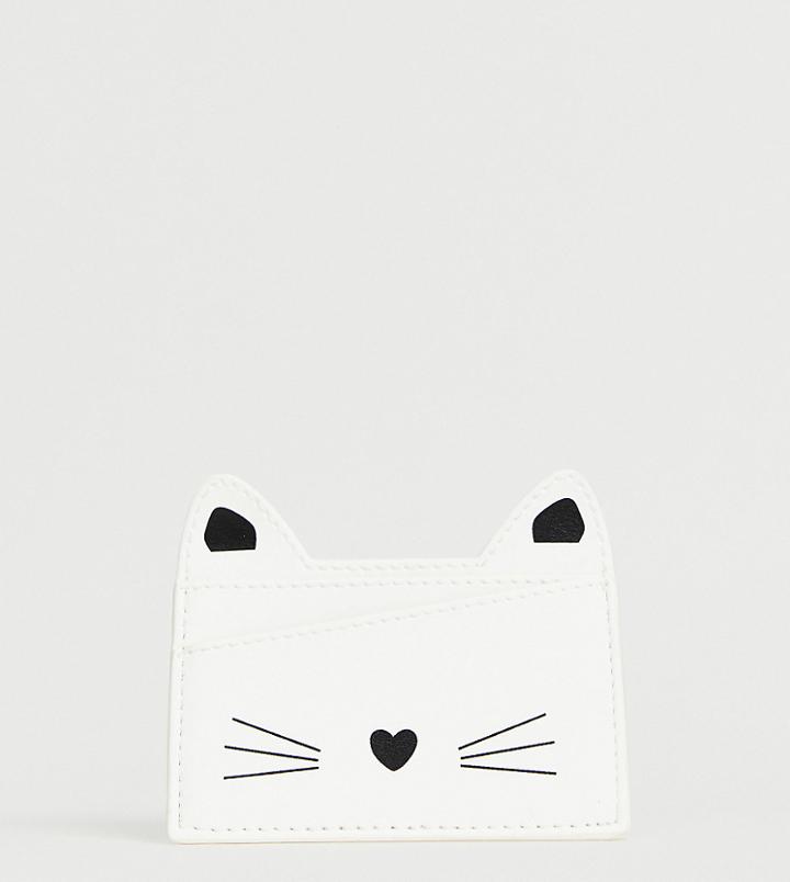Monki Cat Face Card Holder In White - White