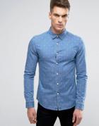 Asos Skinny Denim Shirt In Paisley Print - Blue