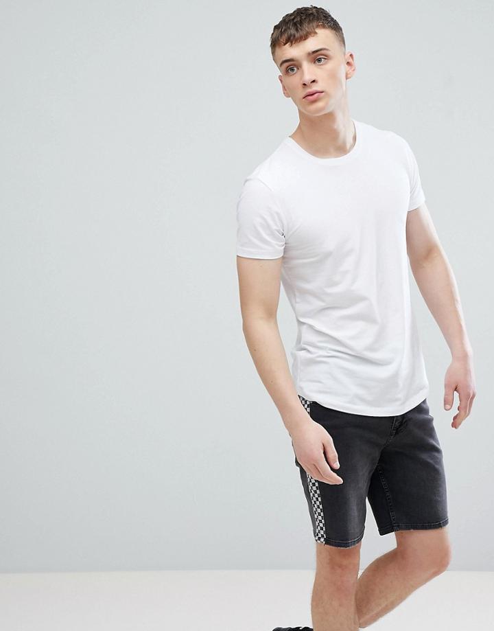 Esprit Longline Muscle Fit T-shirt In White With Curved Hem - White