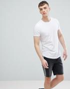 Esprit Longline Muscle Fit T-shirt In White With Curved Hem - White