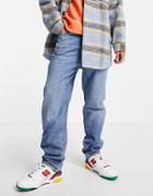Asos Design Dad Fit Jeans In 'less Thirsty' 90's Mid Wash-blues