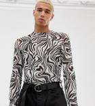 Collusion Mesh Zebra Print T-shirt - White