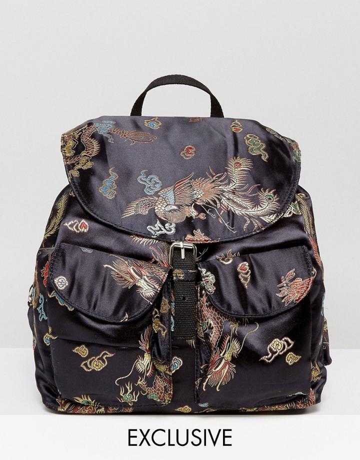 Reclaimed Vintage Inspired Dragon Backpack - Black