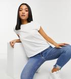 River Island Petite Cuffed T-shirt In White