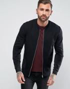 Asos Jersey Bomber Jacket With Contrast Panels In Black - Black