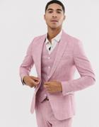 Asos Design Wedding Skinny Suit Jacket In Rose Pink Cross Hatch