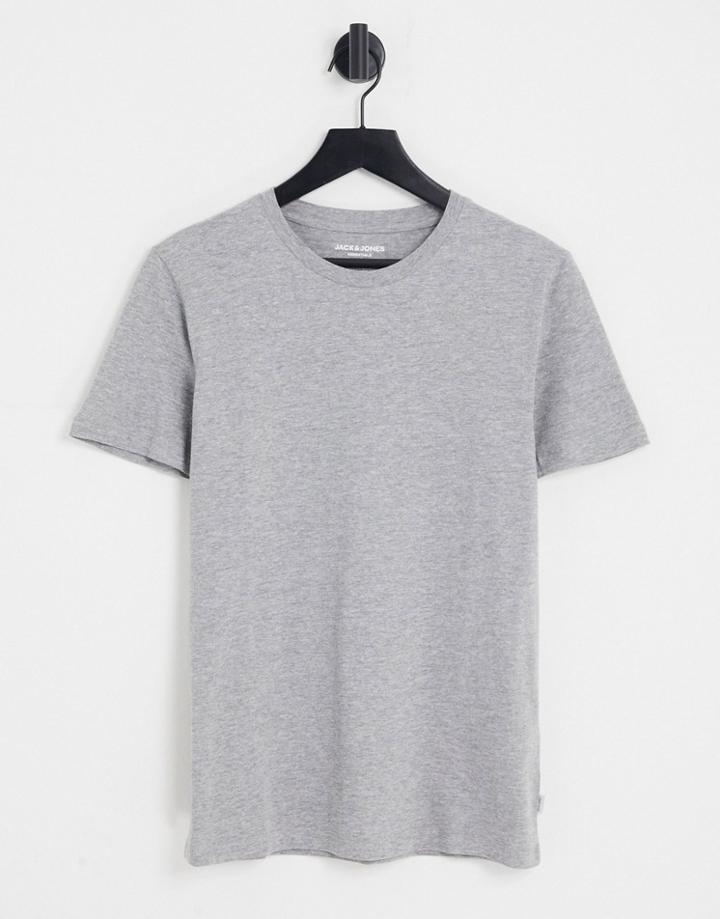 Jack & Jones Slim Fit Essential T-shirt In Light Gray
