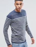 Selected Homme Breton Stripe Sweatshirt - Blue