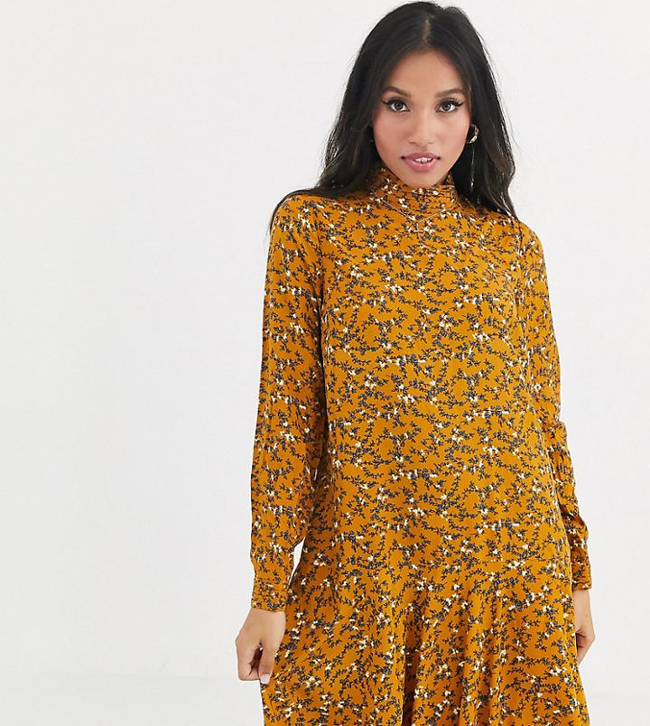 Y.a.s Petite High Neck Floral Mini Dress-multi
