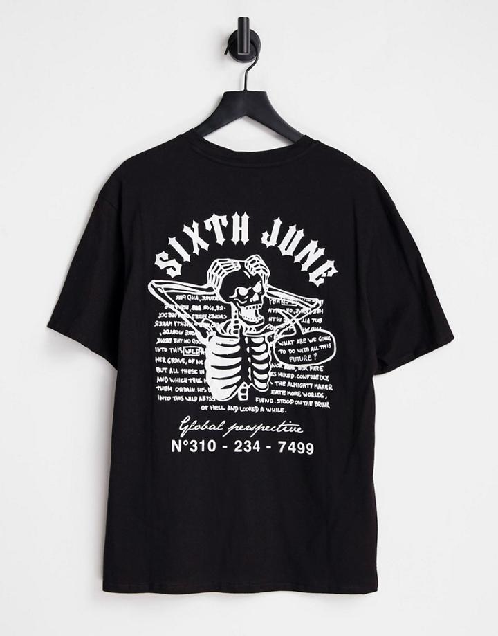 Sixth June Skull Backprint Oversized T-shirt In Black