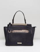 Dune Diara Structured Tote Bag With Rose Gold Hardware - Navy
