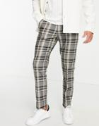 Topman Straight Check Pant In Stone-neutral