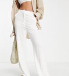 Asos Design Tall Linen Wide Leg Relaxed Flared Pants In White