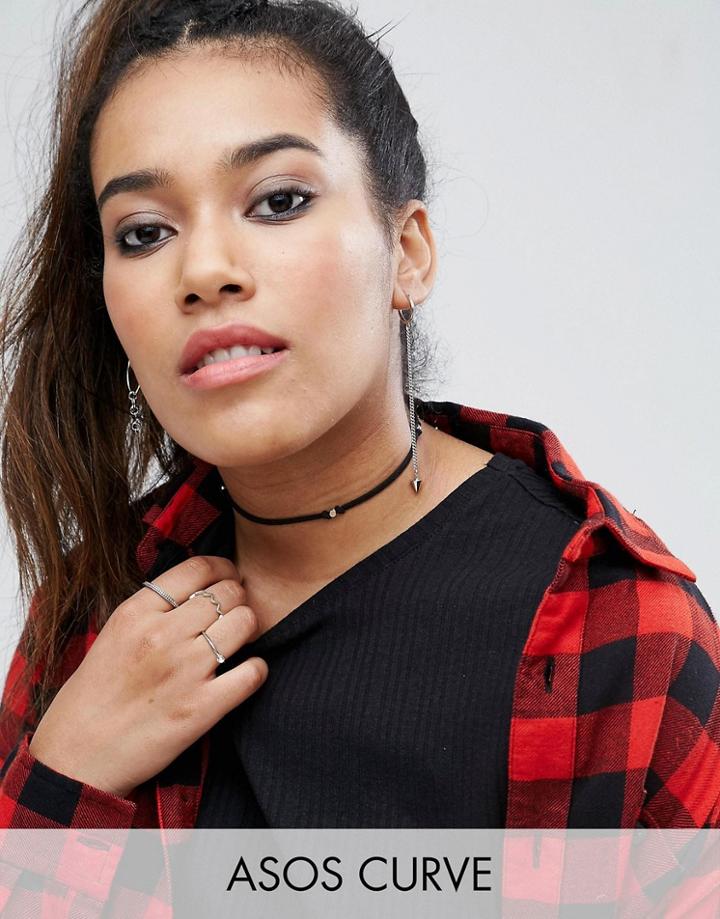 Asos Curve Metal Bead Choker Necklace - Silver