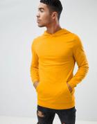 Asos Design Longline Muscle Hoodie In Yellow - Yellow