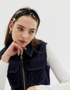 Asos Design Headband With Twist Front In Dark Floral Print - Multi