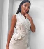 4th + Reckless Tall Belted Sleeveless Jacket In Stone-white