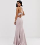 Jarlo Petite High Neck Trophy Maxi Dress With Open Back Detail In Pink - Pink